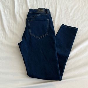 Express High Waisted Dark Wash Skinny Jeans, Size 8R